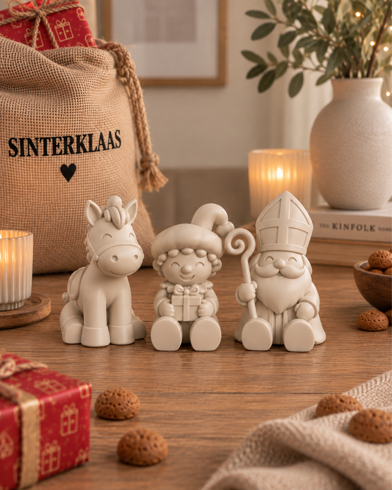Set van 3 sinterklaasfiguren – verkrijgbaar in diverse kleuren