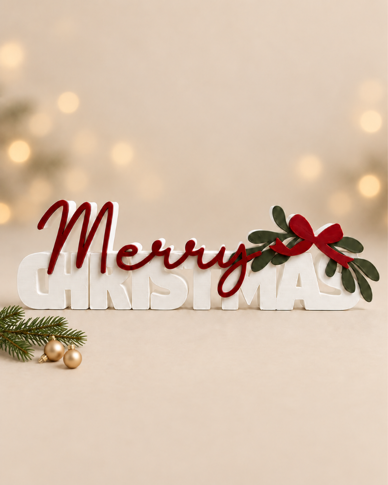 Merry Christmas – Melkwit/Rood/Olijfgroen