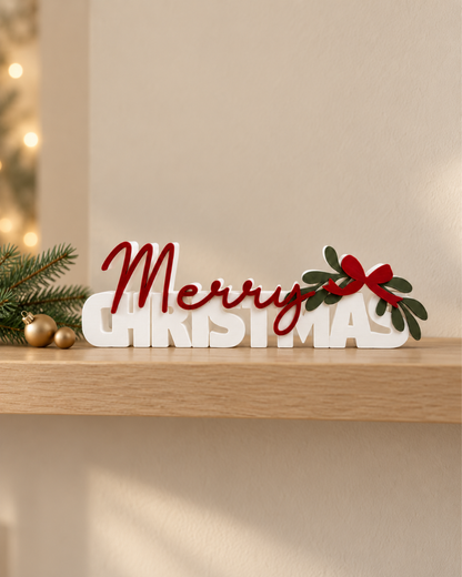 Merry Christmas – Melkwit/Rood/Olijfgroen