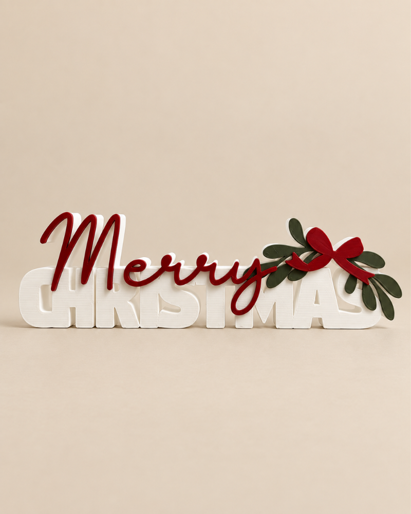Merry Christmas – Melkwit/Rood/Olijfgroen