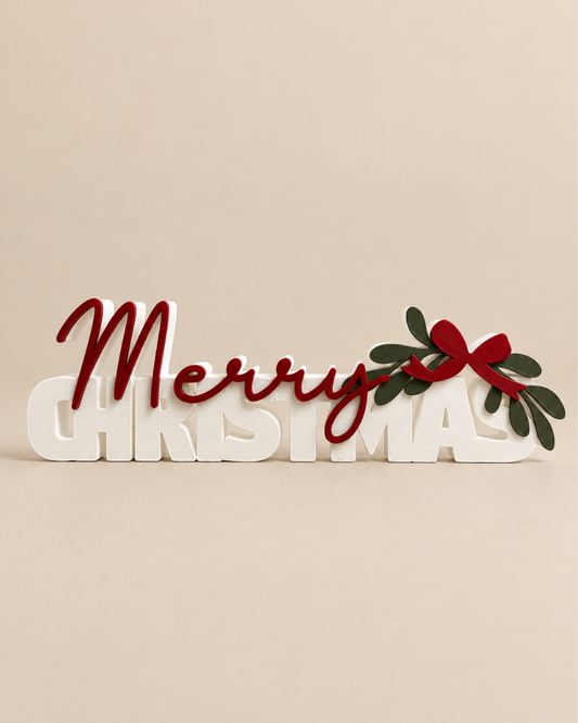 Merry Christmas – Melkwit/Rood/Olijfgroen