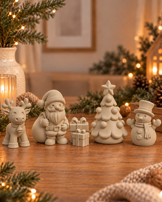 Set van 5 kerstfiguren – verkrijgbaar in diverse kleuren