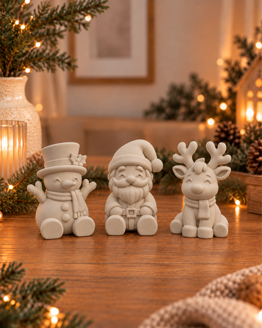 Set van 3 kerstfiguren – verkrijgbaar in diverse kleuren